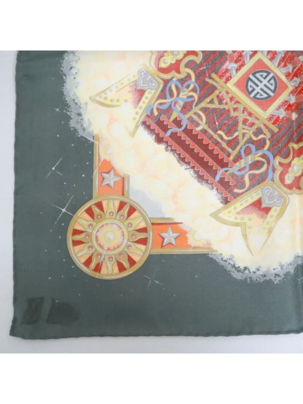 Hermes Carre 90 Magic la Magie Gray Orange Silk Scarf - Picture 4 of 7